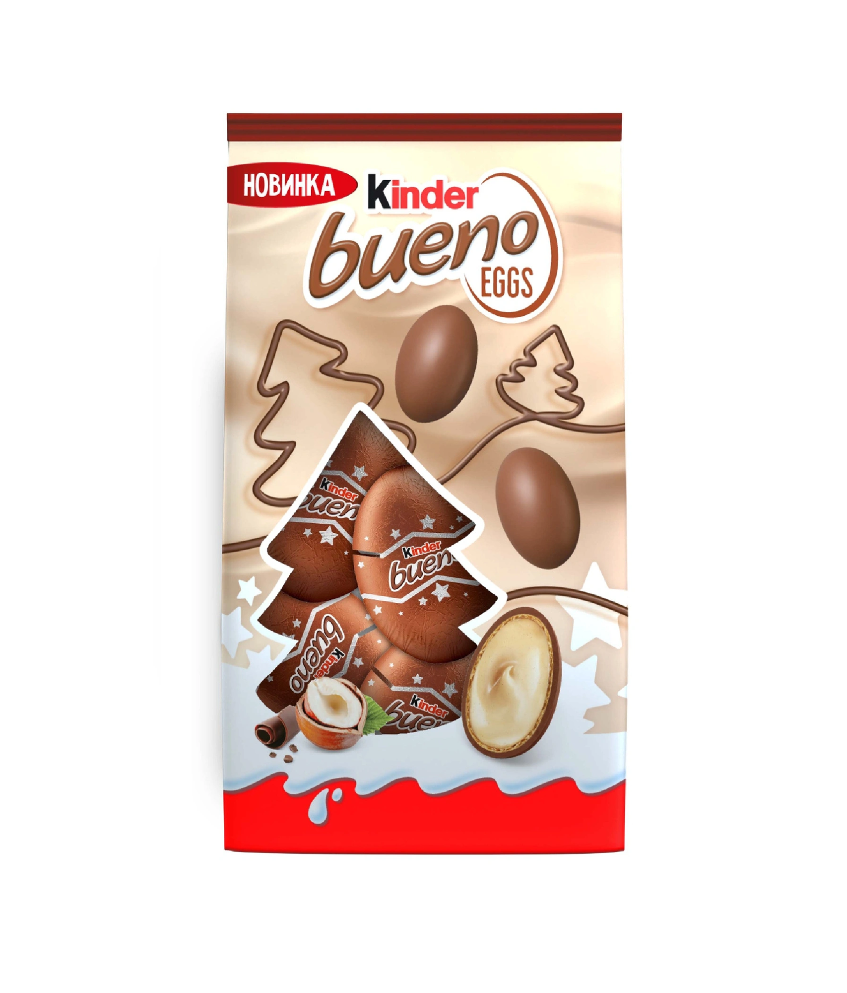 Конфеты Kinder Bueno Eggs из молочного шоколада с молочно-ореховой начинкой, 80г