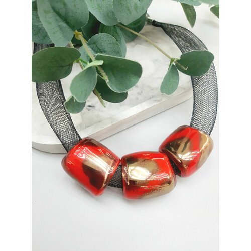 фото Колье pj murano, золотой, красный, черный