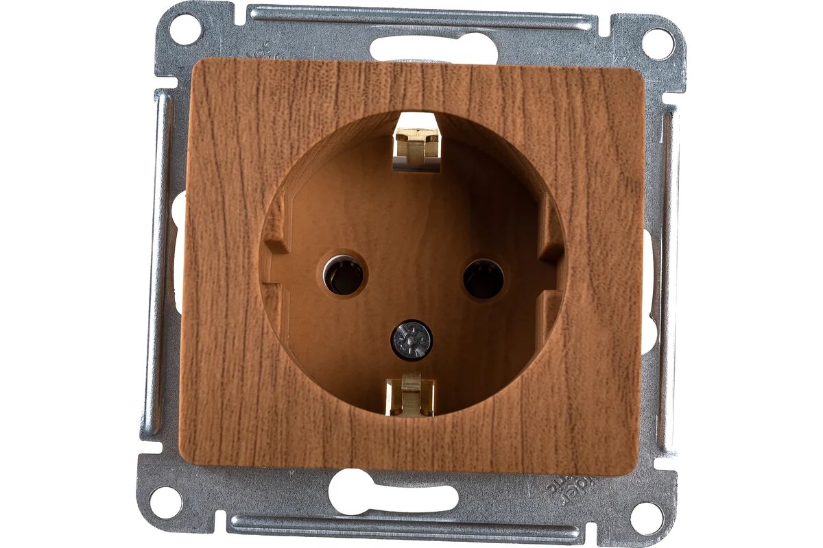 Systeme Electric ( Schneider Electric) GLOSSA розетка с заземлением, 16А, , дерево ДУБ GSL000543