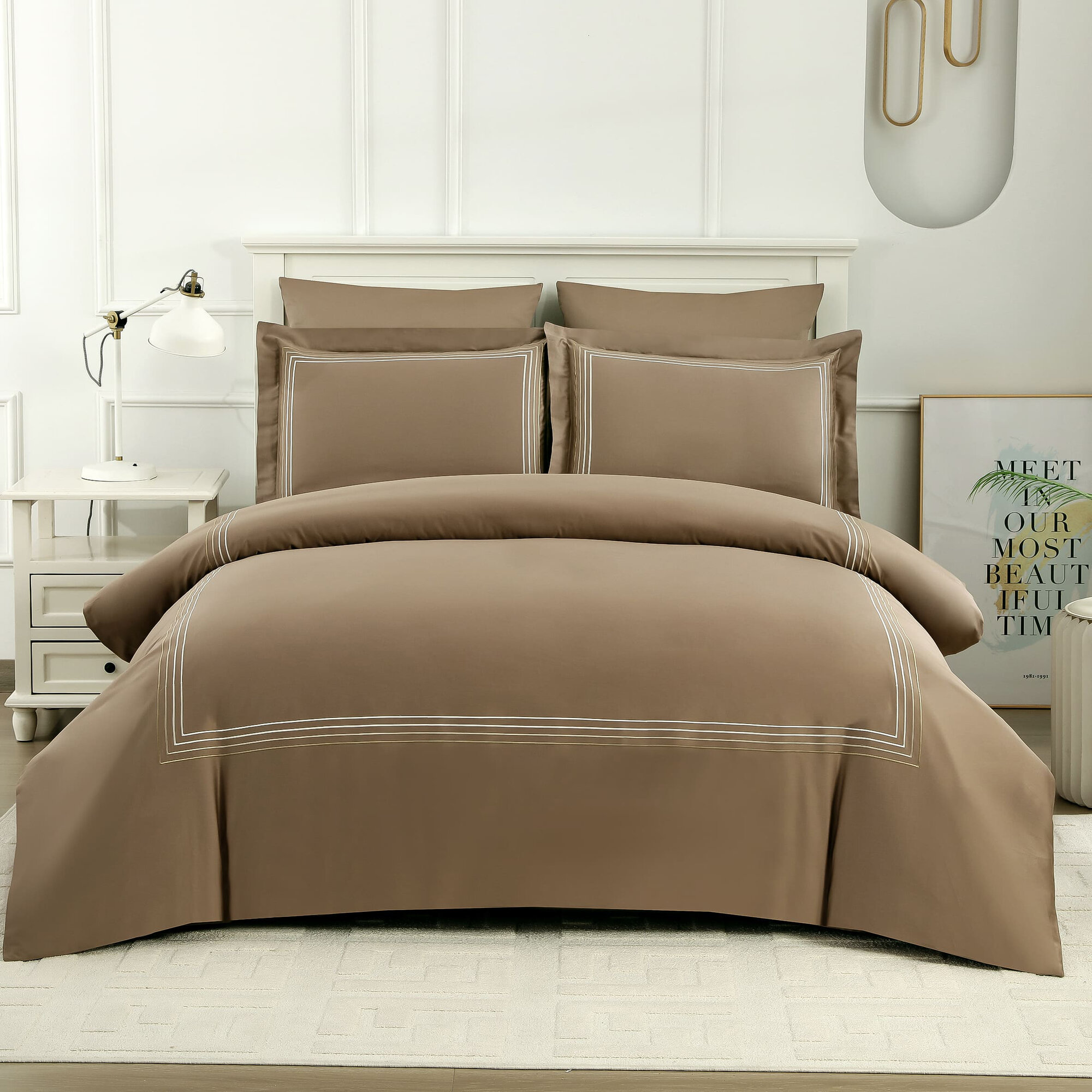 Постельное белье комплект 2 спальный Евро Arya Elegant Vesta satin 4 наволочки (50х70;70х70)