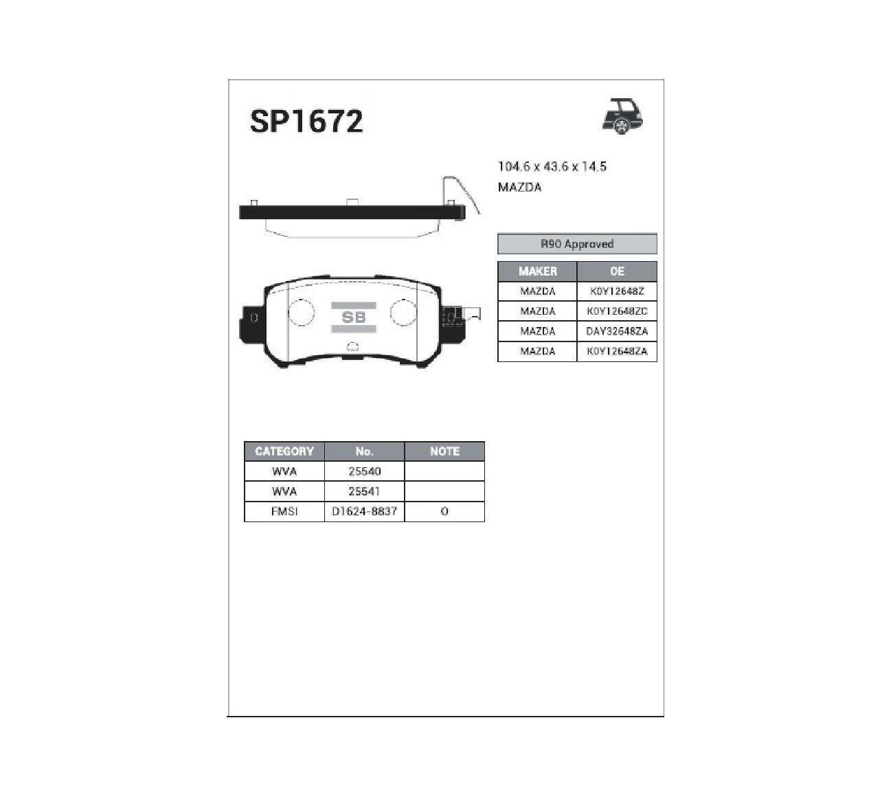 Колодки тормозные задн. для автомобилей Sangsin Brake SP1672