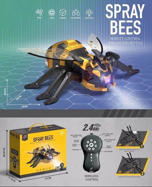 Игрушка-робот-паук с дистанционным управлением, функциями распыления воды, света и музыки, подходит для мальчиков в возрасте от 6 до 12 лет. Детская игрушка на Хэллоуин и Пасху.