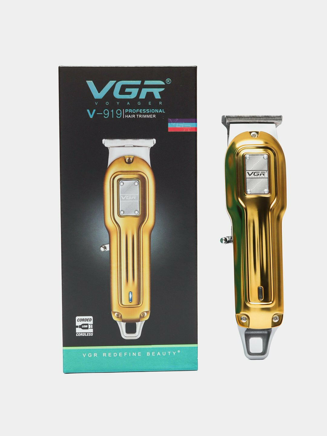 Машинка для стрижки VGR V-919, для бороды, нержавеющая сталь, USB-питание