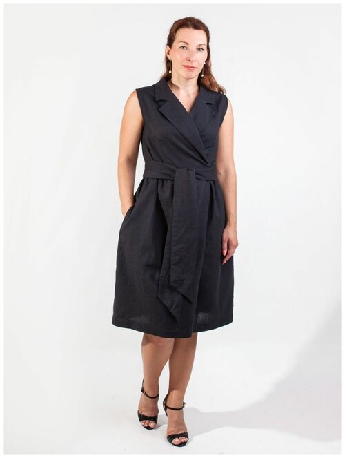 Платье с запахом KiS, повседневное, классическое, до колена, карманы, размер (50)170-100-106, черный