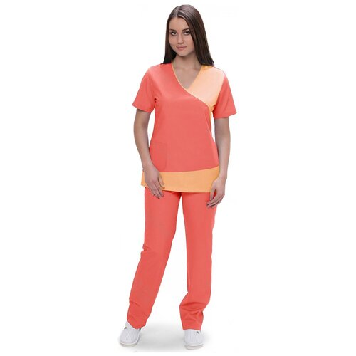 фото Костюм женский №420 (тк.тиси) doctorbig, персиковый/розовый (26/22/26) (46; 170-176) факел