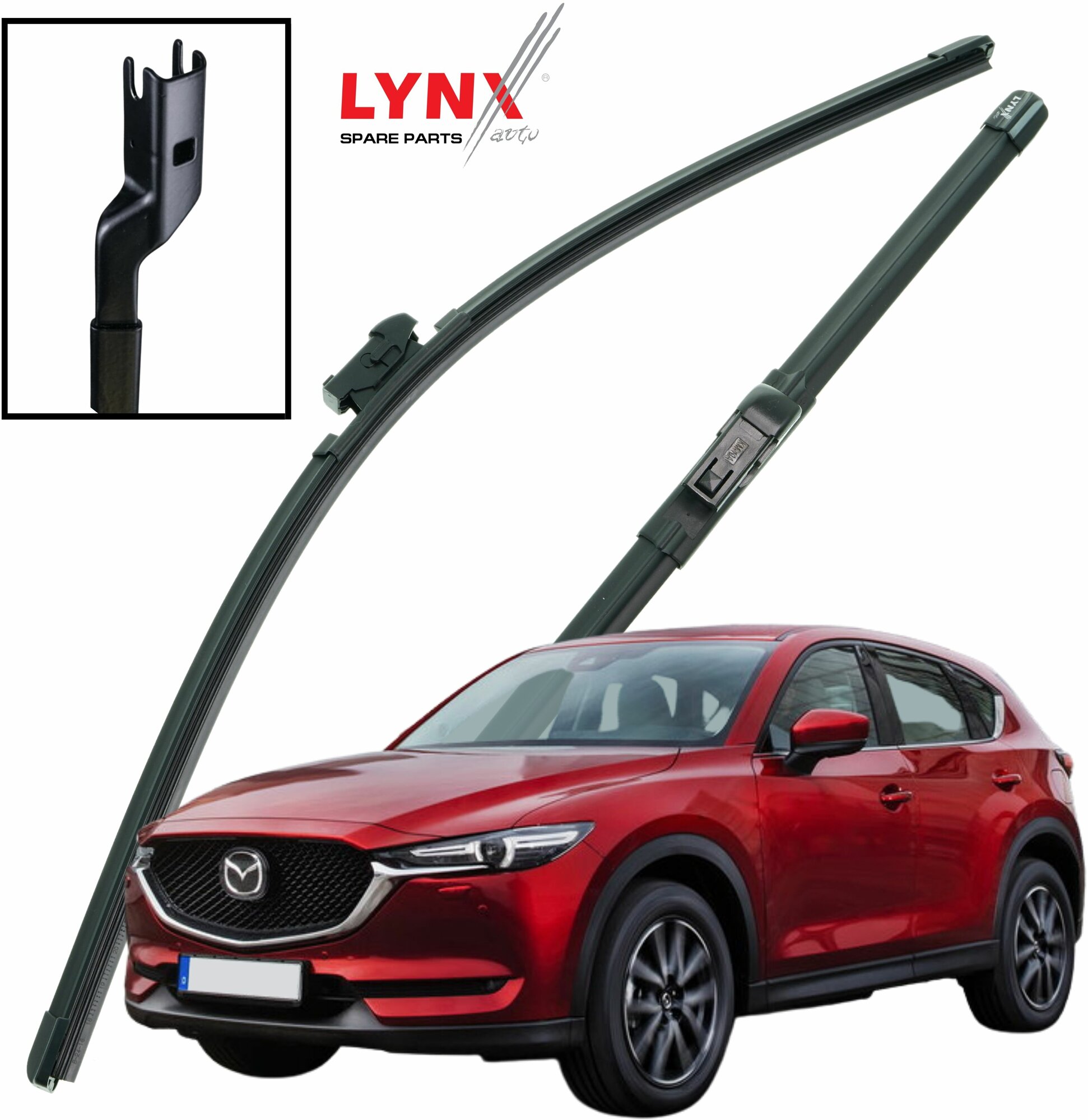 Дворники Mazda CX-5 (2) KF / Мазда ЦХ-5 2016 2017 2018 2019 2020 2021 2022 DNTL1.1 Щётки стеклоочистителя бескаркасные к-т 2шт 600-450