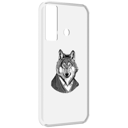 Чехол MyPads волк в пиджаке для Tecno Camon 17 задняя-панель-накладка-бампер