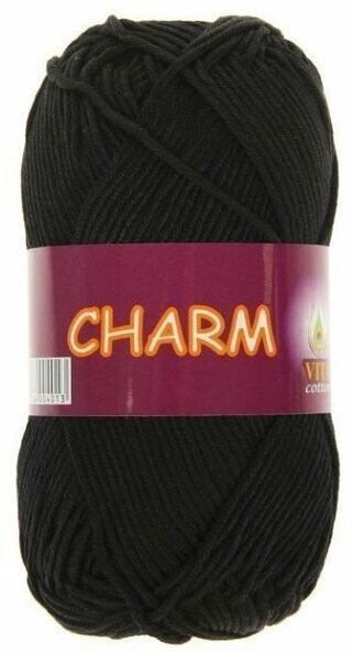 Пряжа Vita cotton Charm черный (4152), 100%мерсеризованный хлопок, 106м, 50г, 1шт - фотография № 2