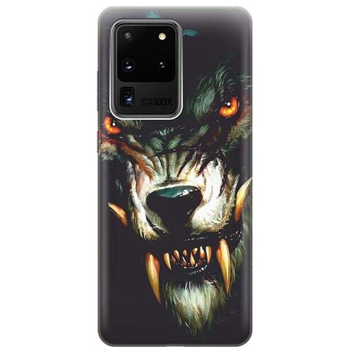 фото Ультратонкий силиконовый чехол-накладка для samsung galaxy s20 ultra с принтом "злой оборотень" gosso