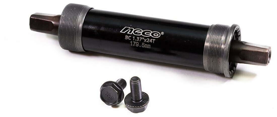 Каретка-картридж NECO, стальная, под стакан 100мм (Fat Bike ), квадратный вал, 159,5мм х1,37"х24, черная