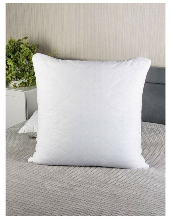 Подушка для сна BIO-TEXTILES "очарование" 40*40 белая стеганная с искусственным лебяжьим пухом - фотография № 1