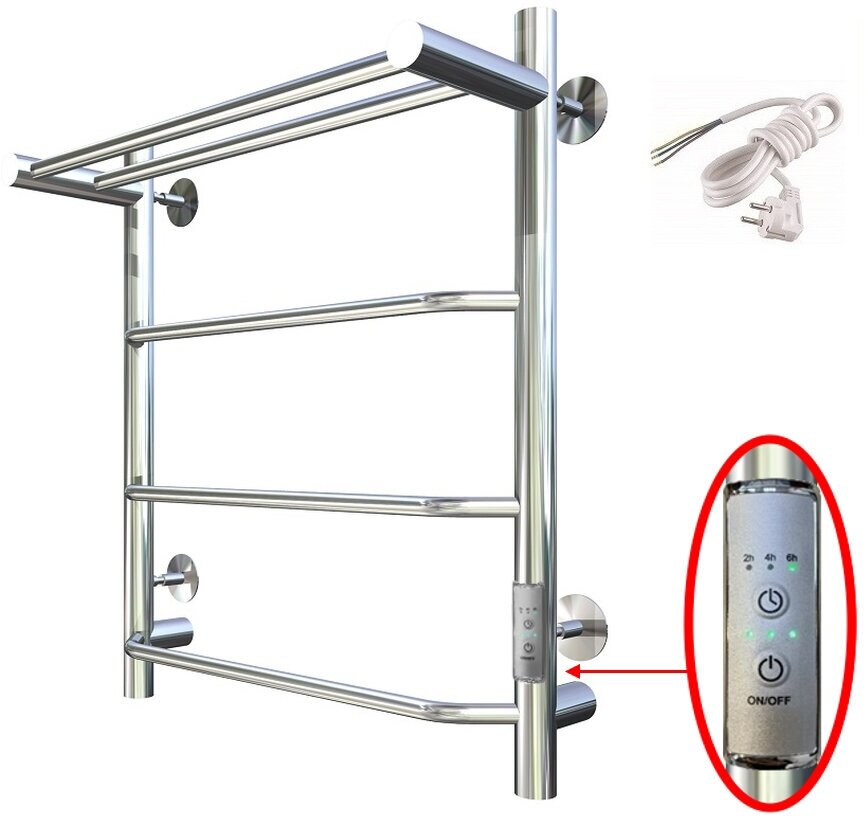 Полотенцесушитель электрический Тругор 554х600мм форма лесенка 3 перекладины универсальное подключение