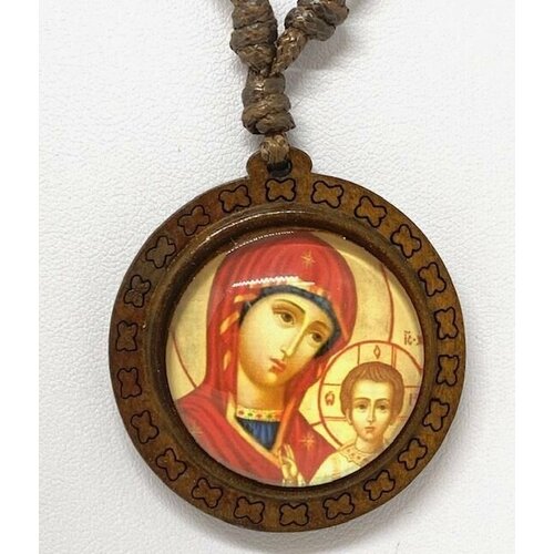 икона пресвятая богородица Икона-Подвеска На х/б гайтане деревянная, Пресвятая Богородица