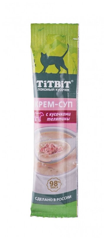 Лакомство для кошек TiTBiT Крем-суп с кусочками телятины, 10г х 16 шт. - фотография № 11