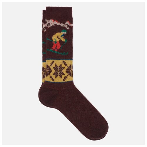 фото Носки anonymous ism wool ski jacquard crew бордовый , размер 44-46 eu