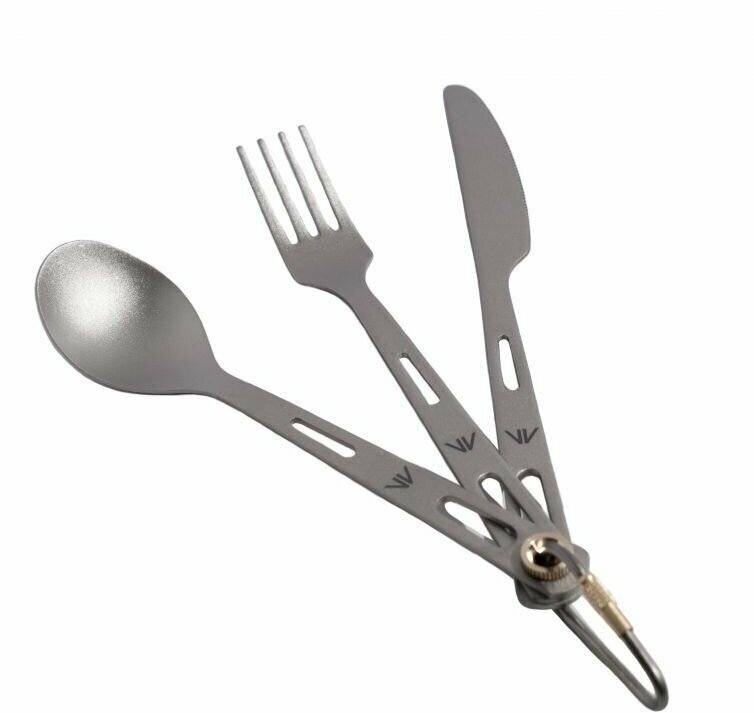 Набор сверхлегких титановых столовых приборов GORAA 3-Piece Titanium Cutlery Set вилка, ложка, нож