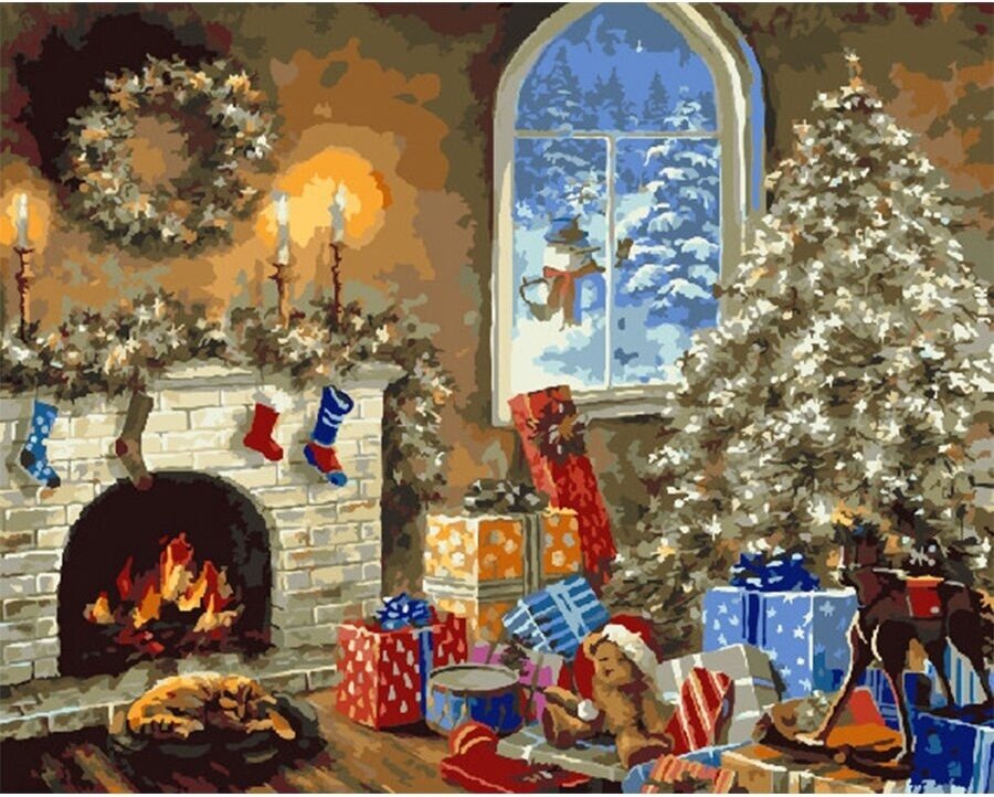 Картина по номерам Домашний очаг на Рождество 40х50 см Hobby Home