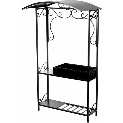 Мангал кованный разборный 30х75х200 см с крышей и дровником долговечная эргономичная кочерга специальное место рядом с жаровней для размещения посуды 46900₽