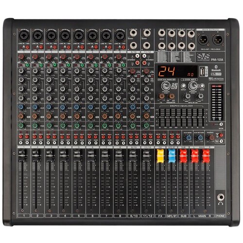 микшер svs audiotechnik mixers pm 12a активный аналоговый микшерный пульт 12 канальный SVS Audiotechnik PM-12A Активный аналоговый микшерный пульт, 12 каналов, мощность: 4 Ω 2x650 Вт