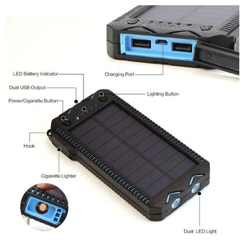 Повербанк 10000 мАч с солнечной панелью и прикуривателем 130000₽