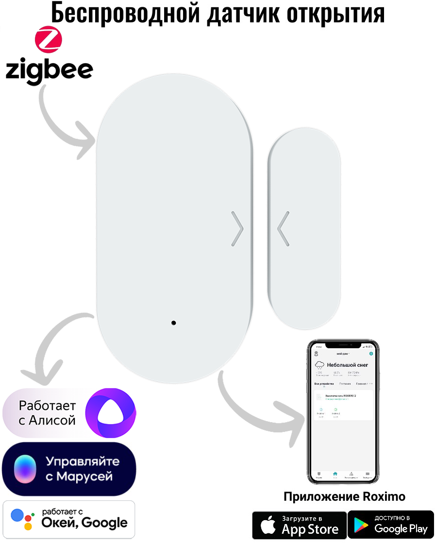 Умный Zigbee датчик открытия дверей и окон ROXIMO SZD08 - фотография № 1