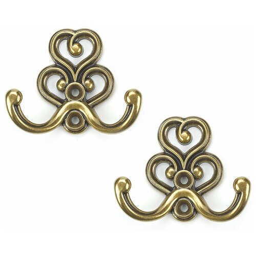 Крючок мебельный двухрожковый Giusti (Италия) бронза (комплект 2 шт.)