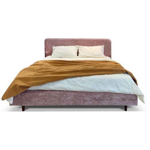 Двуспальная кровать НЕО 173х102х213 см, ортопедическое основание, розовый велюр