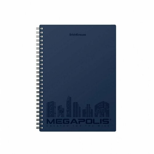 Бизнес-тетрадь ErichKrause Megapolis А5 80 листов синяя в клетку на спирали (148x210 мм), 1466230