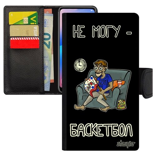 фото Чехол книжка на мобильный samsung galaxy a5 2017, "не могу - смотрю баскетбол!" комикс игра utaupia