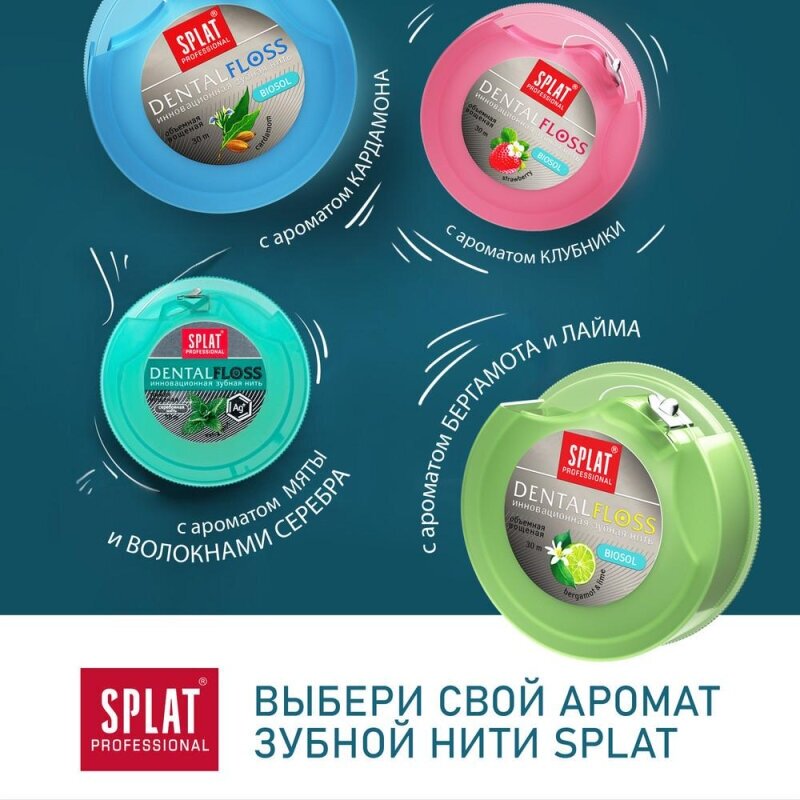 Зубная нить Splat DentalFloss, с экстрактом бергамота и лайма, 30 м - фото №13