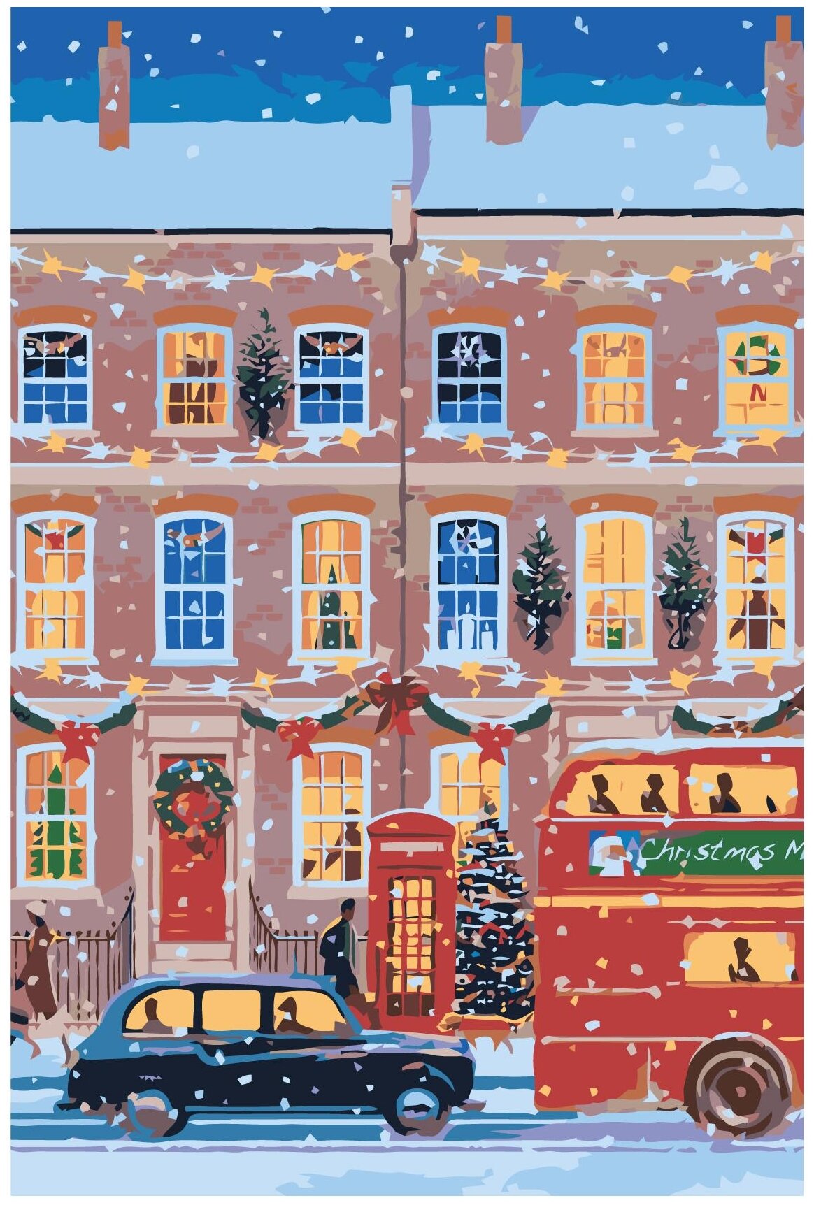 Рождественский Лондон Раскраска картина по номерам на холсте