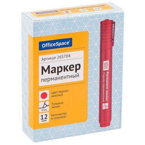 OfficeSpace Набор перманентных маркеров (265704) красный, 12 шт., красный, 12 шт.
