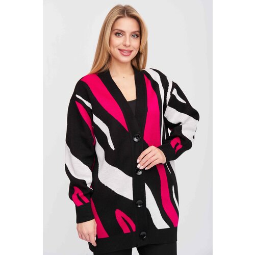 Пиджак Текстильная Мануфактура, средней длины, оверсайз, трикотажный, размер 50/52, мультиколор