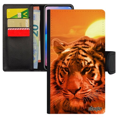 фото Чехол книжка для мобильного apple iphone 7 plus, "царь тигр" свирепый бенгальский utaupia