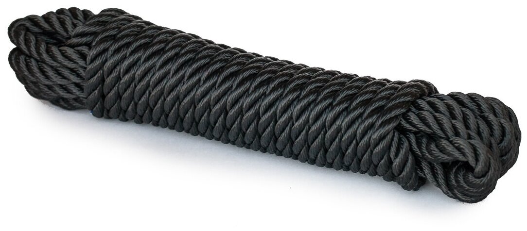 Канат крученый швартовый 12 мм, тест 2200 кг, 9 м, цвет черный