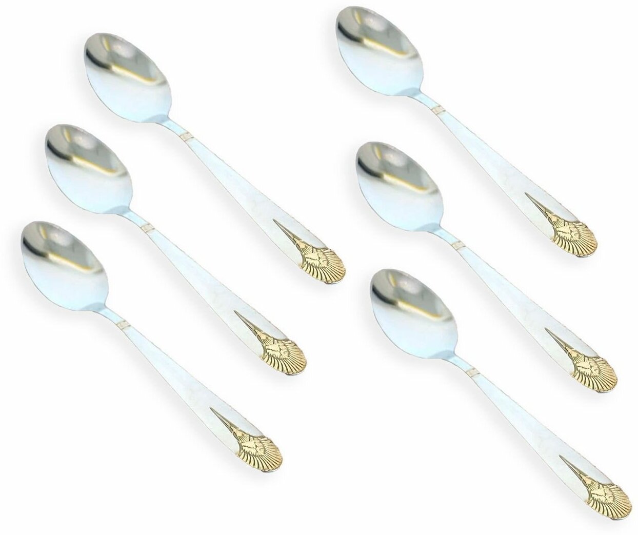 фото Набор ложек чайных, 6 штук / Ложки чайные "Птица" / Набор столовых приборов