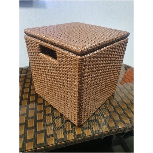 Ящик для хранения плетеный 400х400х400 мм. Цвет Орех.