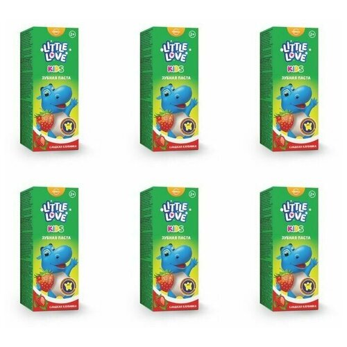 Little Love Детская зубная паста сладкая клубника 2+, 62 г, 6 шт