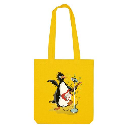 Сумка шоппер Us Basic, желтый детская футболка пингвин гитарист 104 белый