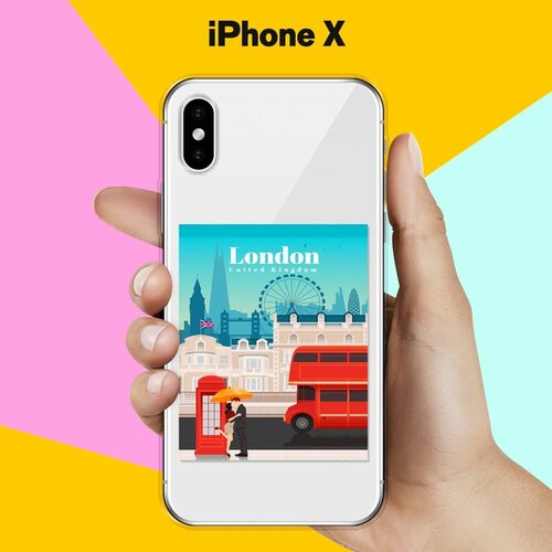 Силиконовый чехол London на Apple iPhone X силиконовый чехол на apple iphone x айфон x текстура красный шелк