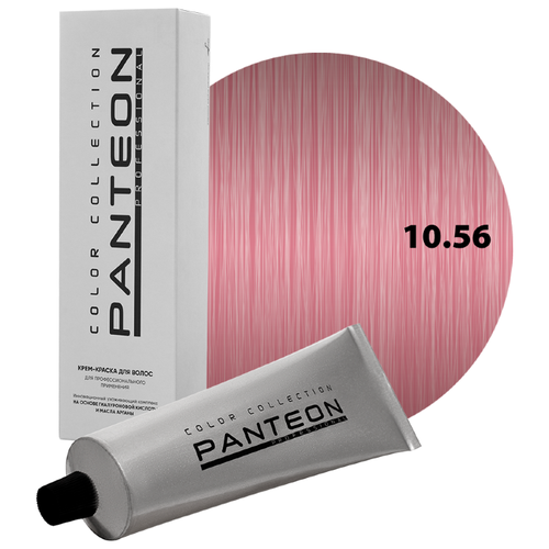 Panteon Color Collection Стойкая крем-краска для волос для профессионального применения, 10.56 очень светлый блондин красно-фиолетовы panteon пантеон стойкая крем краска для волос 100 мл panteon 10 56 очень светлый блондин красно фиолетовый