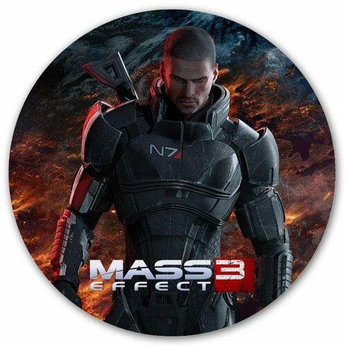 Коврик для мышки круглый Mass Effect 3 Commander Shepard (male)