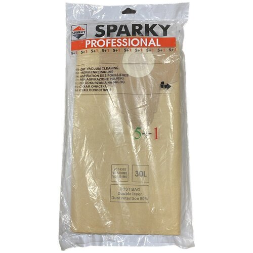 Мешок для пылесоса (пылесборник) Sparky 30 литров 5+1 (6 шт в упак.)