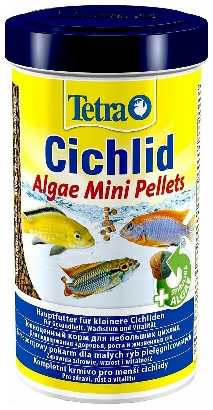 Tetra Cichlid Algae Mini Pellets - Основной корм для травоядных цихлид, минигранулы 500 мл/170гр