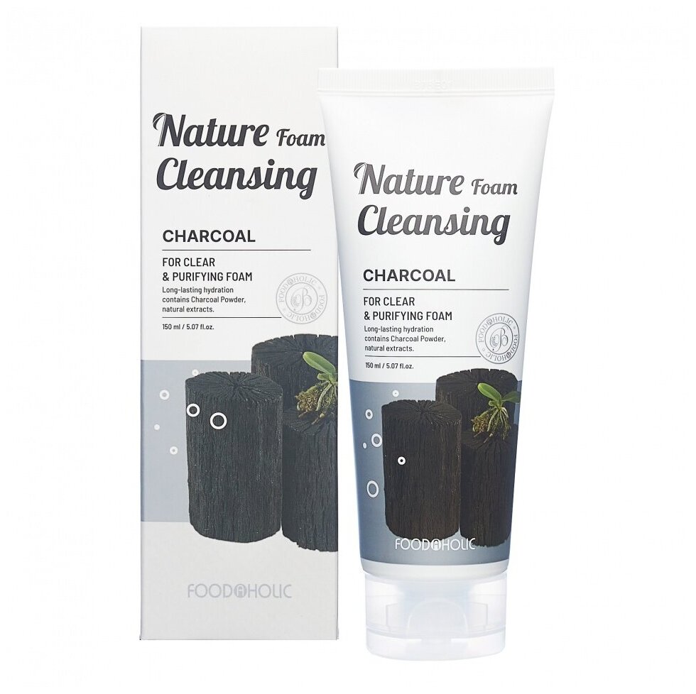 FOODAHOLIC NATURE FOAM CLEANSING #CHARCOAL Увлажняющая пенка для умывания с древесным углем