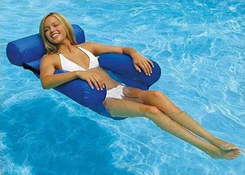 Надувной шезлонг кресло inflatable floating bed синий TOPSTORE - фотография № 3