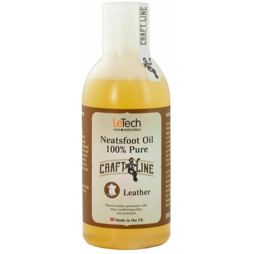 Масло костное для кожи с запахом Leather, LeTech, Neatsfoot Oil Leather 100% Pure, 200ml