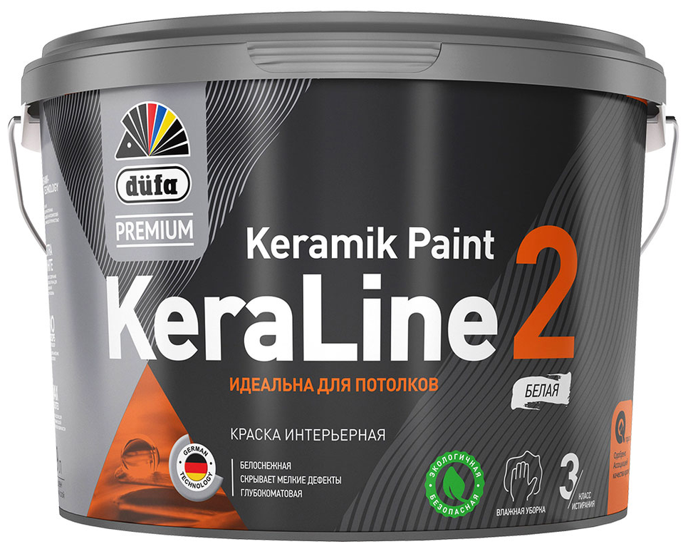 Dufa Premium KeraLine Keramik Paint 2 краска для стен и потолков (база 1, глубокоматовая, 2,5л)