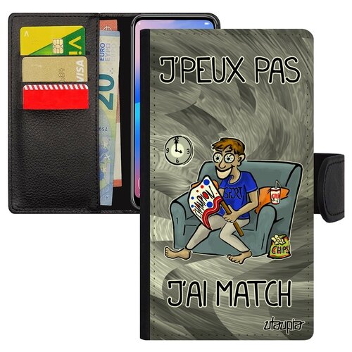 фото Чехол книжка на мобильный apple iphone xs, "не могу - у меня матч!" юмор карикатура utaupia