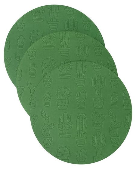 Набор салфеток сервировочных DeNASTIA (3шт) D 36 см кактусы ЭВА зеленый E000214